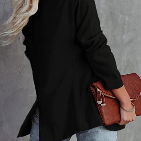 Casual Blazers Long Sleeve Open Front Button Work Office Blazer Jackets with - Picture 3 of 5